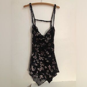 Lucy in the Sky Womens Black Floral Tank Dress Size XL Whimsigoth Fairy NWT